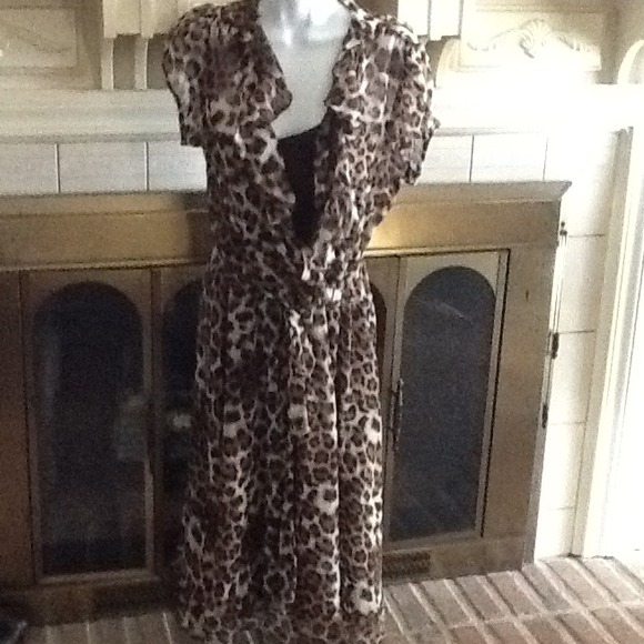 Hold  Leopard Print dress with Full  slip