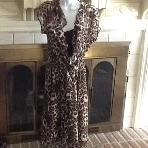 Hold  Leopard Print dress with Full  slip
