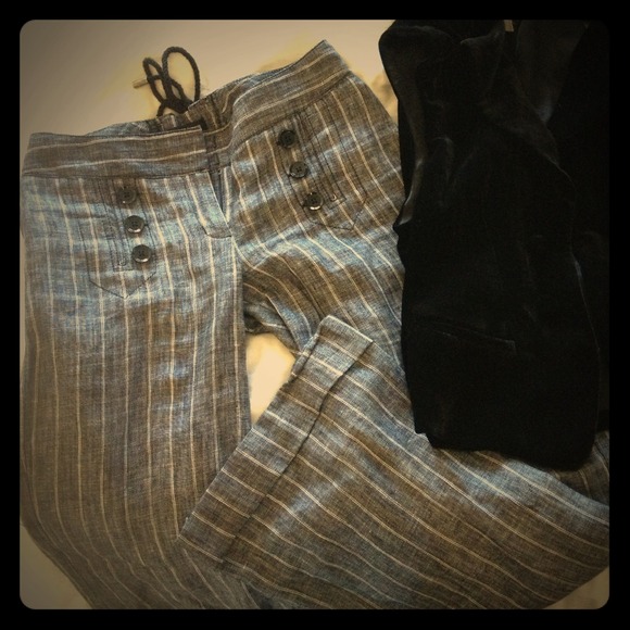 NWOT Adorable Linen Corset-Back Pants