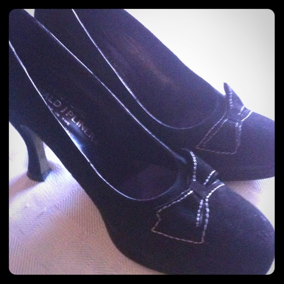 Donald Pliner Couture Blk suede dress heels sz 5.5 - Picture 1 of 3