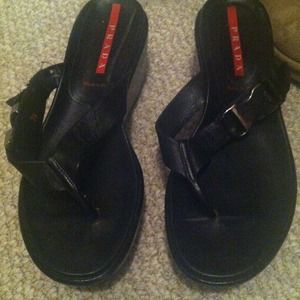 Prada wedge flip flops