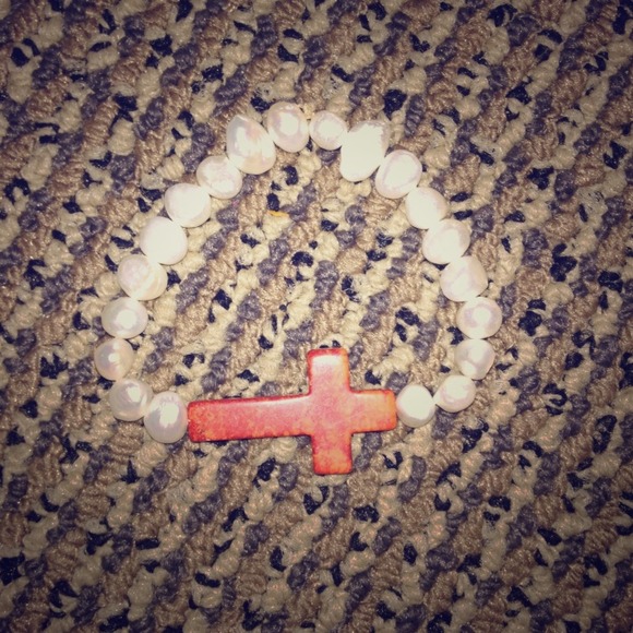 Sweet water pearls & turquoise orange cross
