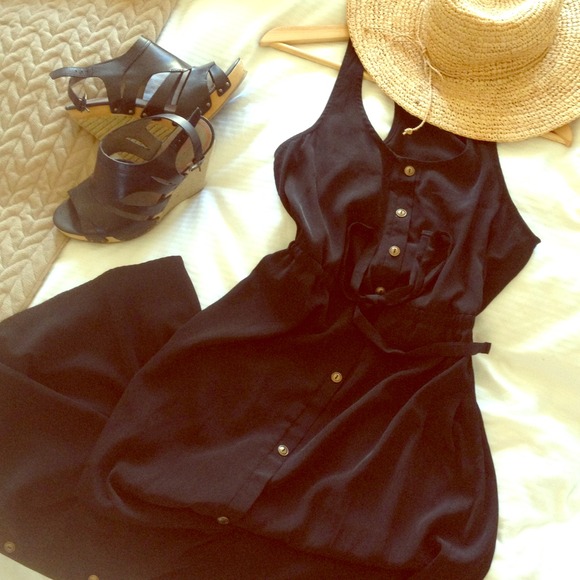 *SOLD* Gorgeous Silky Black Racerback Dress