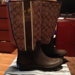 Coach leather wear rain boots!