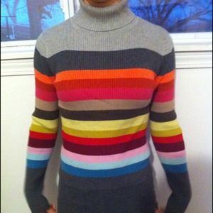 "The Limited" Colorful Striped Turtleneck