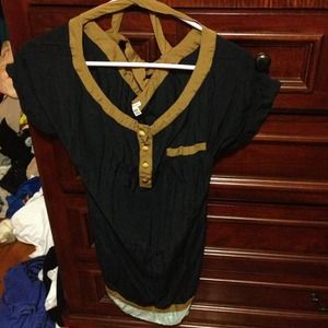 shirt dress dark blue brown