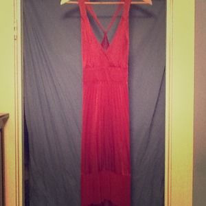Red pleated bebe dress, size medium
