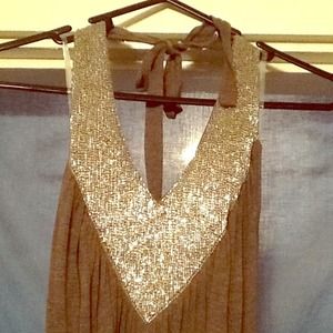 Silver deep v beaded neckline dress