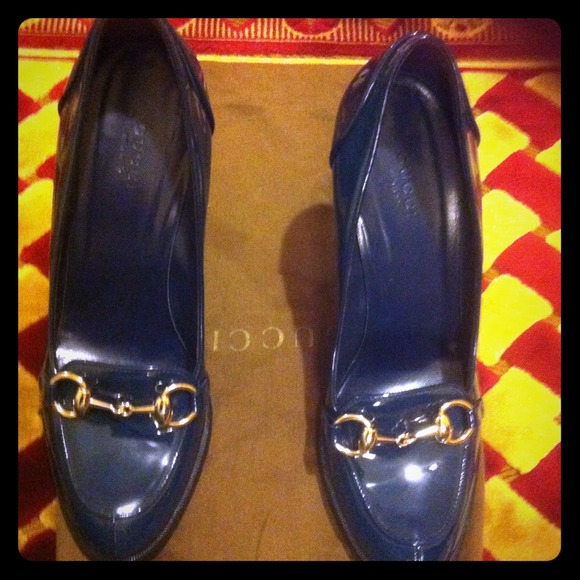 Gucci high heel shoes dark blue 💝💝💝💙💙💙💙