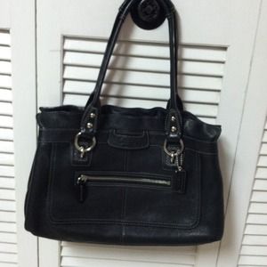 Black leather coach bag