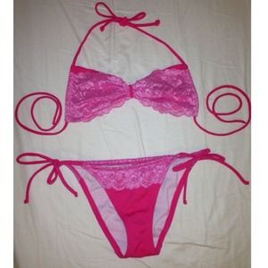 Hot pink and lace Victoria's Secret swimsuit