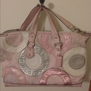 ~REDUCED~Coach pink Patchwork Ashley Satchel