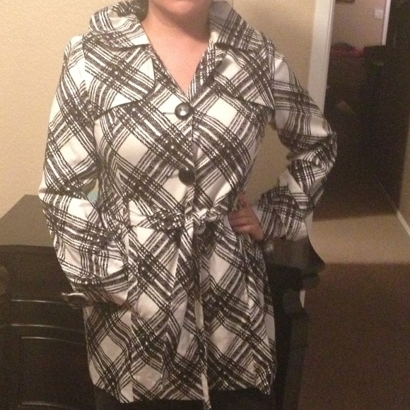 Black & white trench coat