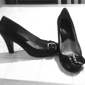 Michael Kors black heels with buckle on the toe