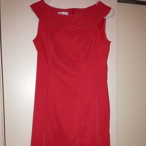 Cap sleeve dress. Coral, falls knee length.