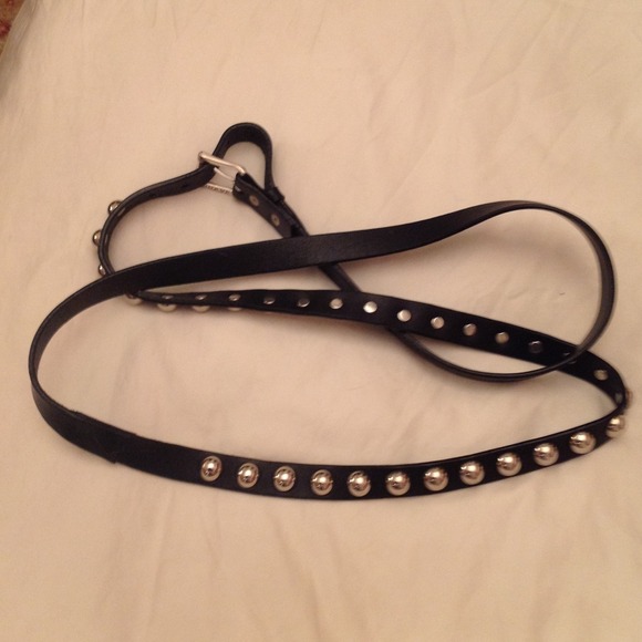 Wrap black leather belt with studs. Purchased