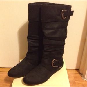 Alba Faux Suede Buckle Boots