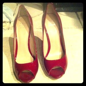 Red Peep Toe Stilettos