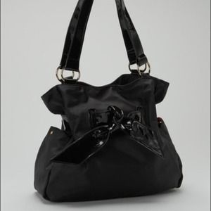 Authentic black suede/patent leather purse