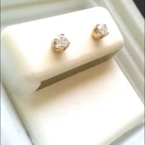 CERTIFIED DIAMOND STUD EARRINGS 14K GOLD 0.33 CT