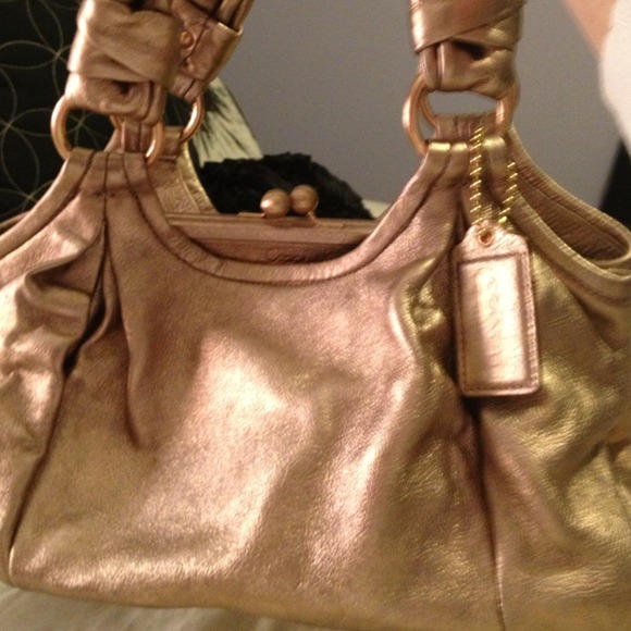 Gold metallic coach purse