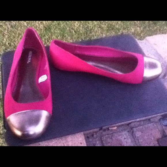 Magenta pink captoe ballet flats silver pewter 8.5 - Picture 1 of 4