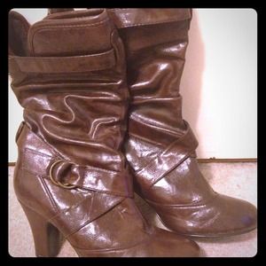 Dark brown pleather boots