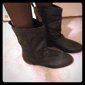Black leather boots