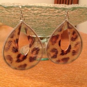 Leopard print thread earrings