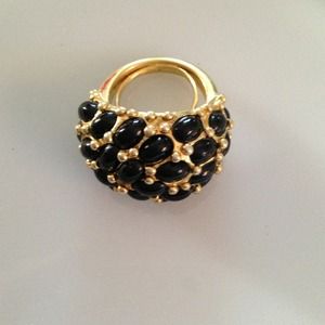 Kenneth Jay Lane black and gold cocktail ring