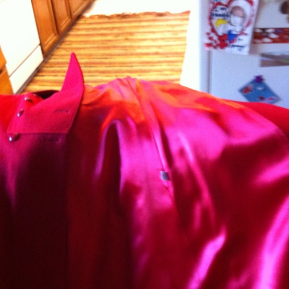 Long lined red pea coat