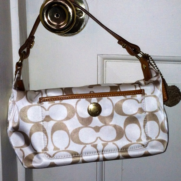 Small Coach purse, white with tan. Bought in 2005.