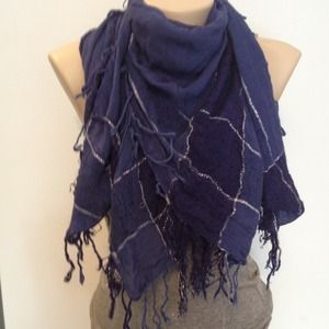 Sold in bundle Blue with silver striped scarf