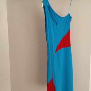 Versace Jeans Couture blue and red one shoulder