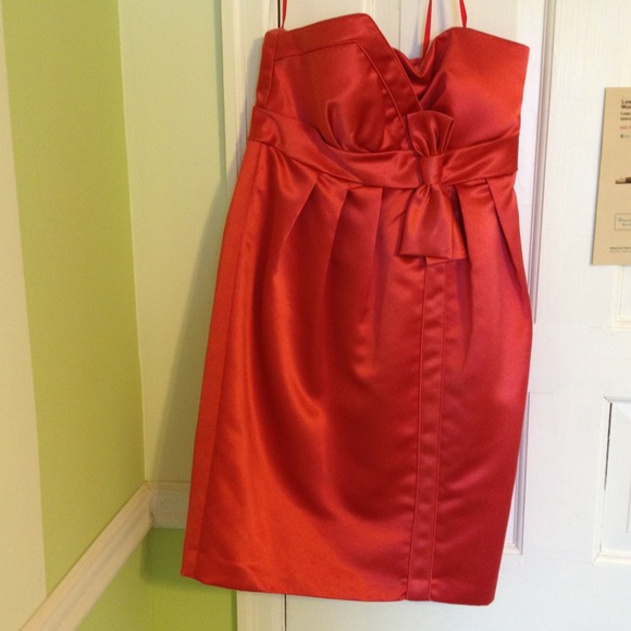 Strapless coral dress