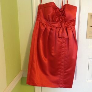 Strapless coral dress