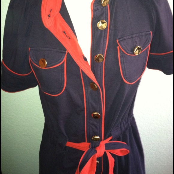 *Marc Jacobs* sz M blue red jeweled dress button - Picture 2 of 4