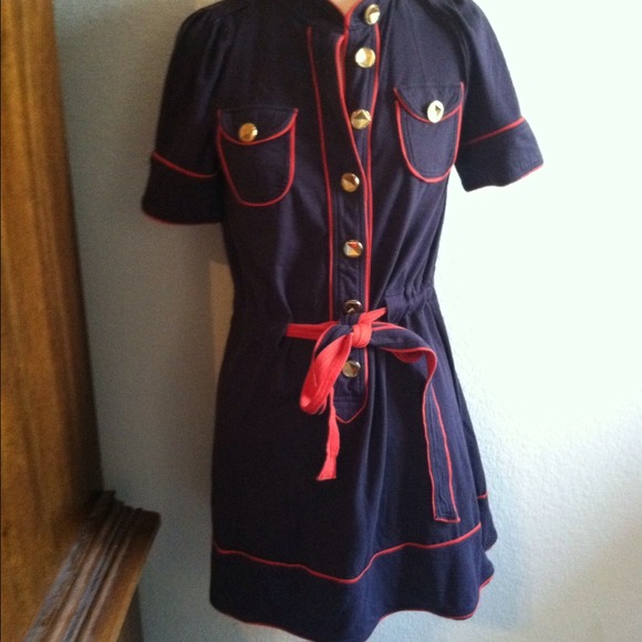 *Marc Jacobs* sz M blue red jeweled dress button - Picture 3 of 4