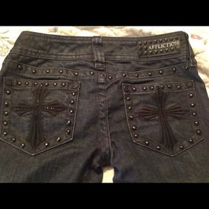 💢SOLD💢AFFLICTION JEANS with embellished pockets