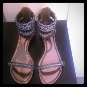 Vince Camuto sandals, blue with rhinestones.