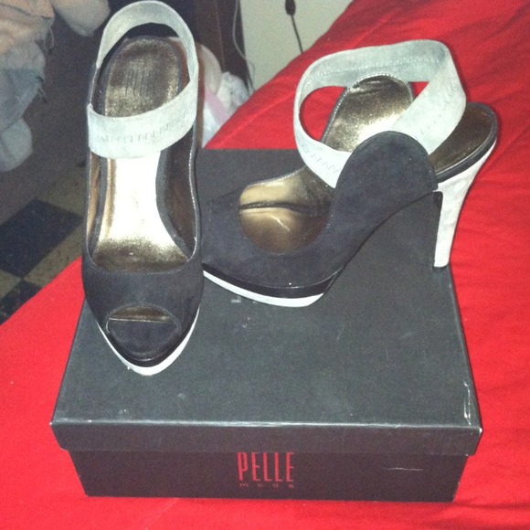 Black and dark grey heels