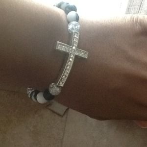 Custom made diamond cross bracelet
