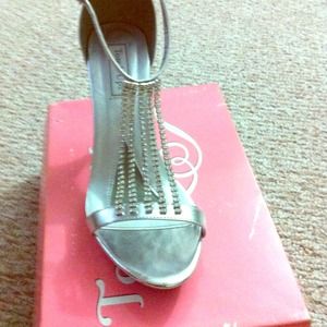 Silver 3 3/8" Heels with Strap Closure