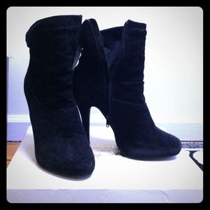 Black suede booties
