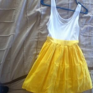Forever 21 White and Yellow Dress