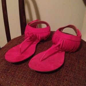 Fuschia Fringe Sandals