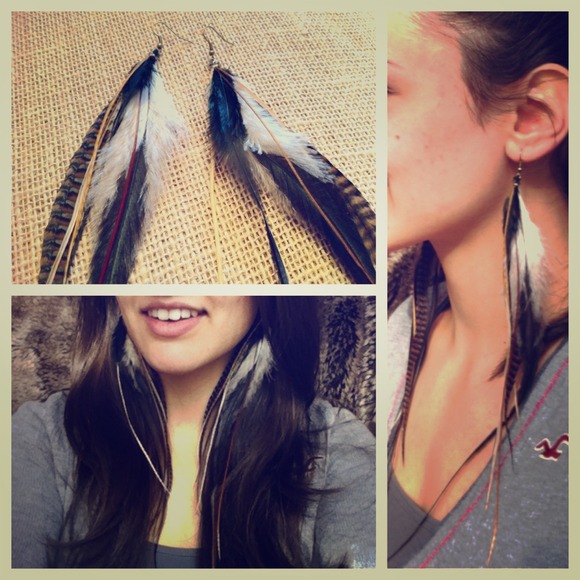 {SOLD} Long Feather Earrings