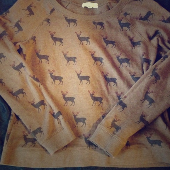 Elk Printed Brown Sweater
