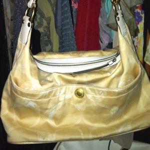 auth coach gold medium bag