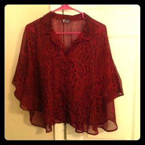 Red & black snakeskin print blouse
